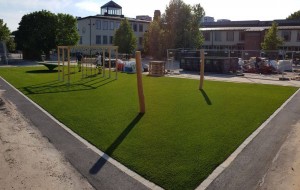 Estetyczna realizacja projektu obiektu rekreacyjnego lub ogrodu z trawami syntetycznymi od ECO TOP zdj. 7